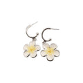 Sweet Floral C-Shaped Alloy Stud Earrings With Silver Pins And Enamel Flower Design view 5