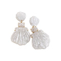 18K Gold Plated Silver Post Faux Pearl Shell Stud Earrings French Vacation Luxury Style view 5