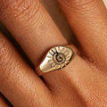 Hand Drawn Line Sun Open Ring, Simple Minimalist Goddess Style French Commuter Jewelry view 2