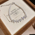 Light Luxury Faux Pearl Cubic Zirconia Beaded Flower Bangle Vintage Elegant Jewelry view 4