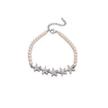 Light Luxury Faux Pearl Cubic Zirconia Beaded Flower Bangle Vintage Elegant Jewelry view 5