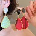 Vintage Teardrop Acetate Resin Stud Earrings With Silver Pins, Minimalist Artistic Style view 1