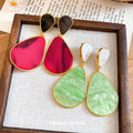 Vintage Teardrop Acetate Resin Stud Earrings With Silver Pins, Minimalist Artistic Style view 2