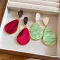 Vintage Teardrop Acetate Resin Stud Earrings With Silver Pins, Minimalist Artistic Style view 4