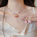 Sweet Resin Flower Butterfly Stud Earrings And Necklace Jewelry Set With Silver Needle Posts view 1