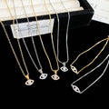 Light Luxury Copper Zircon Eye Pendant Necklace Bracelet Jewelry Set, Oval Minimalist Style view 1