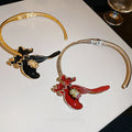 Old Money Style Alloy Rhinestone Enamel Flower Choker Necklace view 4