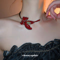 Old Money Style Alloy Rhinestone Enamel Flower Choker Necklace view 1