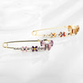 Pink Gold Tone Flower Crystal Enamel Two Designs Metal Brooch Pin view 2