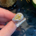 Open Water Drop Wax Setting Ring For Women Faux Citrine Moissanite European Finger Jewelry view 2