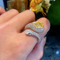 Open Water Drop Wax Setting Ring For Women Faux Citrine Moissanite European Finger Jewelry view 3