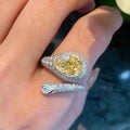 Open Water Drop Wax Setting Ring For Women Faux Citrine Moissanite European Finger Jewelry view 1