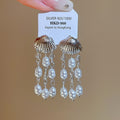European Style Shell Pearl Tassel Drop Earrings With Silver Pins Geometric Beach Vacation Jewelry view 2
