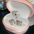 2026 New Copper Sparkling Zircon Flower Stud Earrings And Ring Jewelry Set, Sweet Light Luxury Style view 1