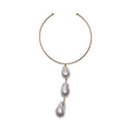 Old Money Faux Pearl Choker Necklace With Round Metal Pendant, Minimalist Geometric Luxury Style view 5