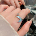 2026 New Fishtail Zircon Open Ring Copper Light Luxury Minimalist Index Finger Jewelry view 3