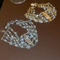 Sparkling Rhinestone Alloy Multi Layer Oval Lips Beaded Bracelet For Women European Style view 4