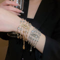 Sparkling Rhinestone Alloy Multi Layer Oval Lips Beaded Bracelet For Women European Style view 1