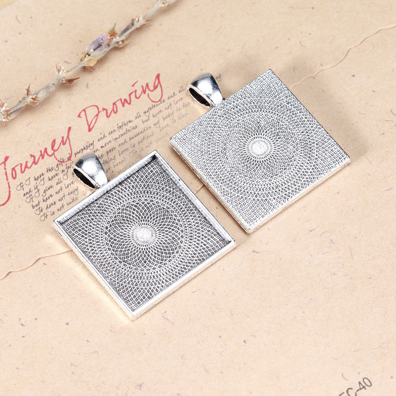 25mm Square Cabochon Tray Bezel Setting Pendant Base