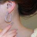 Luxurious Copper Heart Stud Earrings With Silver Posts And Sparkling Zircon Sweet Design view 4