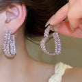 Luxurious Copper Heart Stud Earrings With Silver Posts And Sparkling Zircon Sweet Design view 2