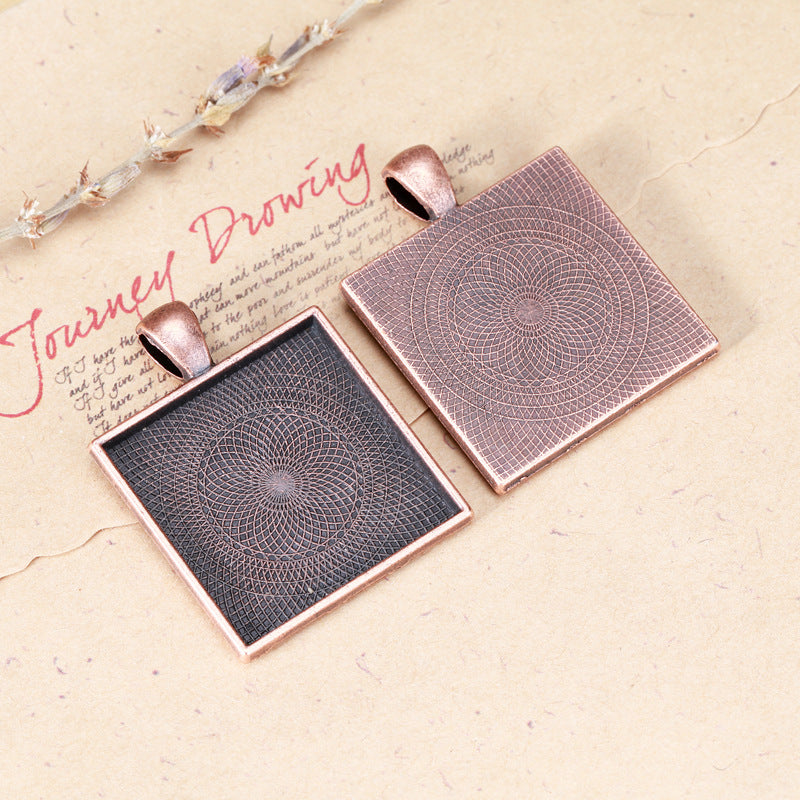 25mm Square Cabochon Tray Bezel Setting Pendant Base