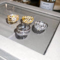 18K Gold Plated Copper Zircon Multi Layer Palace Style Statement Ring For Women view 4