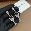 Elegant Luxury Pink Rhinestone Wine Glass Shape Zircon Alloy Drop Stud Party Jewelry For Women Earrings view 2