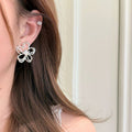 Sweet Colorful Hollow Flower Alloy Stud Earrings, Monet Garden Inspired Summer Floral Jewelry view 3
