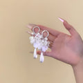 Elegant Floral Shell Faux Pearl Stud Earrings For Women Light Luxury Banquet Jewelry view 3