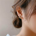 14K Gold Plated Copper Zircon Layered C-Shaped Drop Earrings With Silver Posts Light Luxury Style view 3
