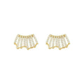 14K Gold Plated Copper Zircon Layered C-Shaped Drop Earrings With Silver Posts Light Luxury Style view 5