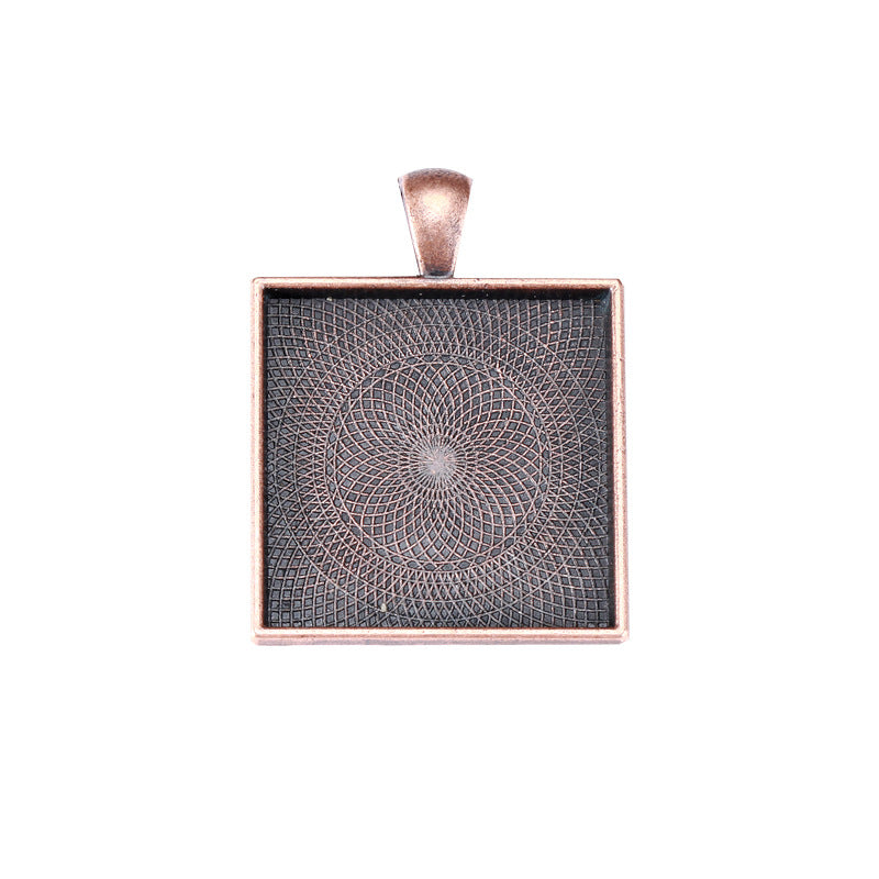 25mm Square Cabochon Tray Bezel Setting Pendant Base
