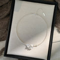 French Vintage Zircon Floral Faux Pearl Necklace Elegant Old Money Collarbone Choker view 2