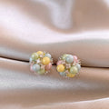 Colorful Acrylic Rhinestone Alloy Round Geometric Stud Earrings Light Luxury Fresh Style view 2
