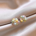 Colorful Acrylic Rhinestone Alloy Round Geometric Stud Earrings Light Luxury Fresh Style view 4