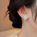 Colorful Acrylic Rhinestone Alloy Round Geometric Stud Earrings Light Luxury Fresh Style view 3