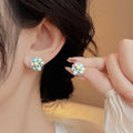 Colorful Acrylic Rhinestone Alloy Round Geometric Stud Earrings Light Luxury Fresh Style view 1