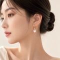 Elegant French Luxury Leaf Zircon Rhinestone Pearl Drop Hoop Dangle Women's Wedding Party Earrings view 3