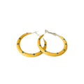 Iron Hoop Earrings With Silver Needle, Enamel Polka Dot Round Pendant, Exotic Geometric Style view 5