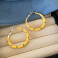 Iron Hoop Earrings With Silver Needle, Enamel Polka Dot Round Pendant, Exotic Geometric Style view 4