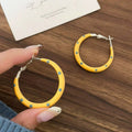 Iron Hoop Earrings With Silver Needle, Enamel Polka Dot Round Pendant, Exotic Geometric Style view 2