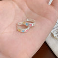 Sweet Cool Copper Hoop Earrings With Enamel Star Smiley Heart Design For Women view 3