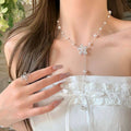Old Money Floral Faux Pearl Long Necklace For Women, Flower Beach Clavicle Chain 2026 view 1