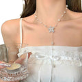 Old Money Floral Faux Pearl Long Necklace For Women, Flower Beach Clavicle Chain 2026 view 5