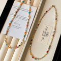 Colorful Beaded Natural Stone Pendant Necklace For Women, Light Luxury Geometric Round Choker view 1