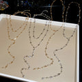 Light Luxury Copper Heart Rhinestone Y Lariat Tassel Sweater Necklace for Women view 4
