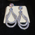 Light Luxury Copper Teardrop Zircon Wrap Stud Earrings With Silver Pins For Women view 4