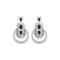 Copper Zircon Flower Round Geometric Stud Earrings With Silver Pins For Evening Dress view 5