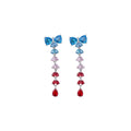 Copper Silver Needle Zircon Bow Teardrop Stud Earrings, Playful Princess Light Luxury Jewelry view 5